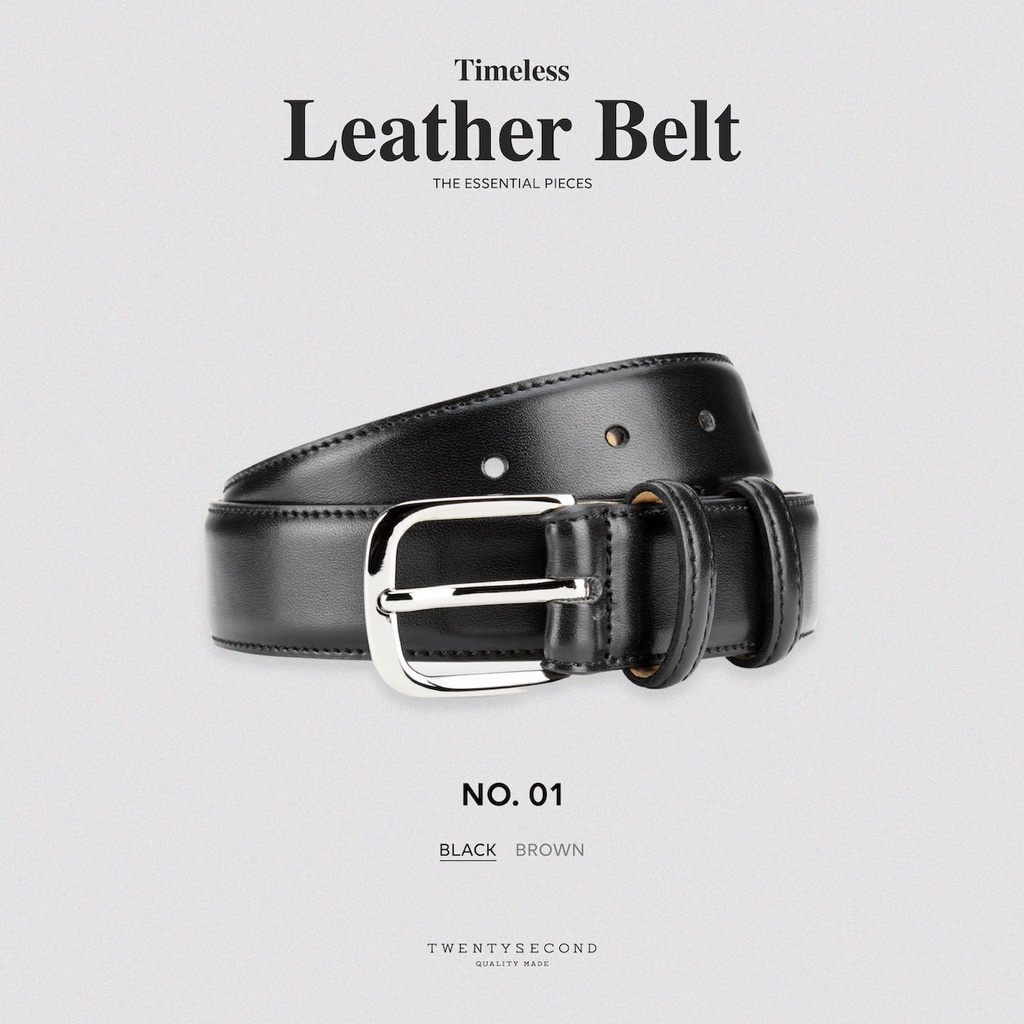 ภาพหน้าปกสินค้าTWENTYSECOND เข็มขัดหนัง Leather Belt 01 - สีดำ / Black จากร้าน twentysecond_official บน Shopee