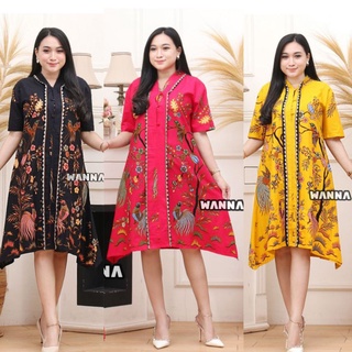 Waka BATIK DRESS ชุดเดรส แขนสั้น สไตล์โมเดิร์น พิเศษ UNGGUL JAYA