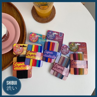 SHIBUITH (แพ๊ค 10 ชิ้น) Super elastic ยางรัดผม  5 สี ที่รัดผมเด็ก เครื่องประดับผม ที่รัดผม