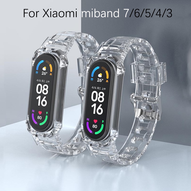 ภาพหน้าปกสินค้าสายนาฬิกาข้อมือซิลิโคนใส แบบเปลี่ยน สําหรับ Xiaomi Mi Band 7 6 5 Miband 4 3