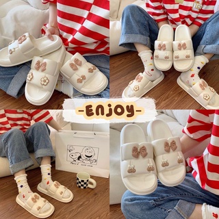 🍓EnJoy🍓 พร้อมส่ง (LT-6608) รองเท้าแตะ ลายโบว์ ดอกไม้ เชอร์รี่ น่ารักมาก