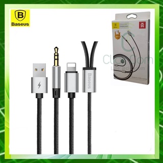 Baseus L34  3.5mm USB Audio Cable for iPhone Plug and Play System With 2 in 1 #สายแท้