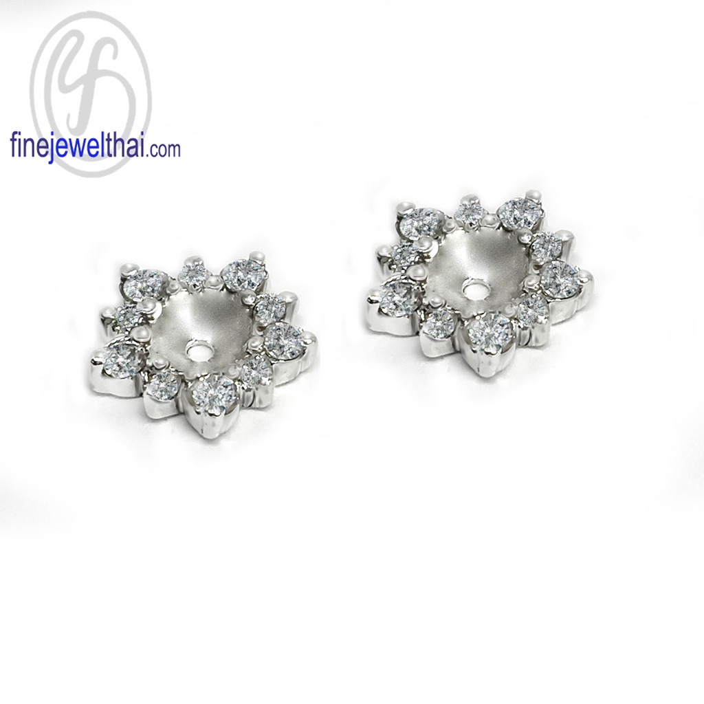 ฐานต่างหูเพชรcz-ฐานต่างหูเงินแท้-diamond-cz-silver-earring-jacket-finejewelthai-e1095cz00jk-ราคาเฉพาะฐาน-ไม่รวมต่างหู