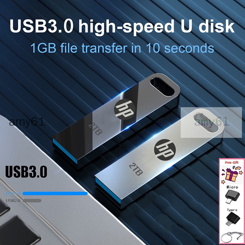 ภาพหน้าปกสินค้าแฟลชไดรฟ์ USB 3.0 2TB โลหะ กันน้ํา ความเร็วสูง