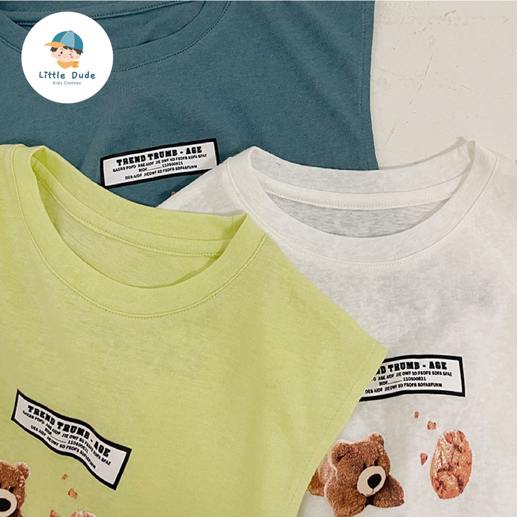 ภาพสินค้าเสื้อกล้ามเด็ก สไตล์มินิมอล เสื้อกล้ามลายน่ารัก bear&cookie เ จากร้าน littledude. บน Shopee ภาพที่ 3