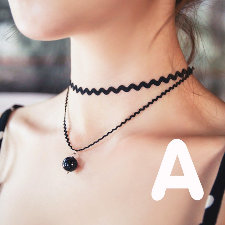 พร้อมส่ง-choker-โชคเกอร์ไอดอลเกาหลี-2สายพร้อมจี้