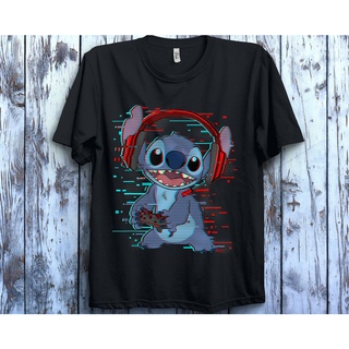 T-shirt  เสื้อยืด พิมพ์ลาย Disney Lilo &amp; Stitch Gamer Headset And Controller สําหรับผู้ใหญ่ ทุกเพศS-5XL