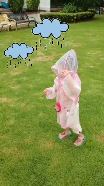 พร้อมส่งจาก-กทม-เสื้อกันฝนเด็กชายและหญิง-evaแบบหนา-ชุดคลุมกันฝนเด็กอนุบาล-แบบใสขุ่น-มีฮูทคลุมหัว-พร้อมกระเป๋าเก็บ