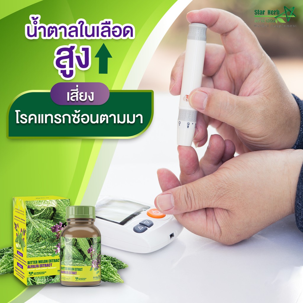 ภาพสินค้าStar Herb ผลิตภัณฑ์เสริมอาหาร Alfalfa สารสกัดจากมะระขี้นก สมุนไพรอันดับ 1 ลดน้ำตาลในเลือด เบาหวาน ความดัน จากร้าน sasimaarj บน Shopee ภาพที่ 5