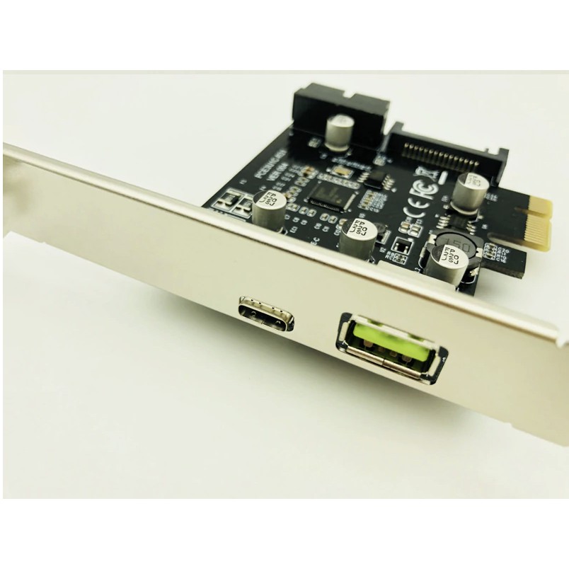 ภาพหน้าปกสินค้าPCI-E Card USB 3.1 Type-C USB-C to 19Pin PCIe PCI-E 1X Riser Card with 15Pin SATA Power Supply +2.4A USB Charging Port