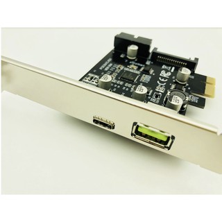 สินค้า PCI-E Card USB 3.1 Type-C USB-C to 19Pin PCIe PCI-E 1X Riser Card with 15Pin SATA Power Supply +2.4A USB Charging Port