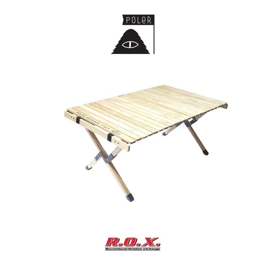 POLER ADJUSTABLE ROLLTOP WOOD TABLE โต๊ะแคมป์ปิ้ง | Shopee
