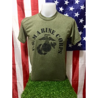 T Shirt สีเขียว OG สินค้าใหม่ 100% ไม่ผ่านการใช้งาน ไม่ผ่านน้ำ สีสวยสด สกรีน USMCรอบอก40"
