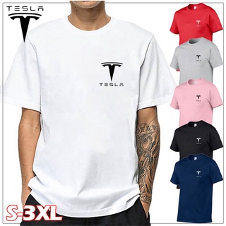 แฟชั่น เสื้อยืดผู้ชาย Tesla พิมพ์เสื้อกีฬาลำลองสำหรับผู้ชายแขนสั้นผ้าฝ้ายนุ่มสั้น T Shirt