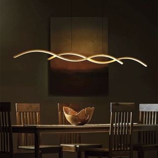 โคมไฟระย้าโมเดิร์น โคมไฟห้อย รูปคลื่นที่ทันสมัยนำโคมระย้าไฟระย้า โคมไฟโต๊ะกินข้าว โคมระย้านอร์ดิกร้านอาหารที่เรียบง่าย