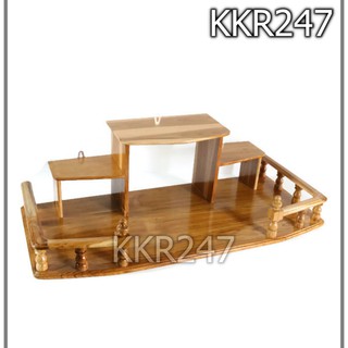 KKR247 หิ้งพระไม้สักทองติดผนัง หิ้ง/ชั้นวางพระ ทรงโมเดิร์น ขนาด 80*38 ซม. สีเคลือบ ราคาส่ง