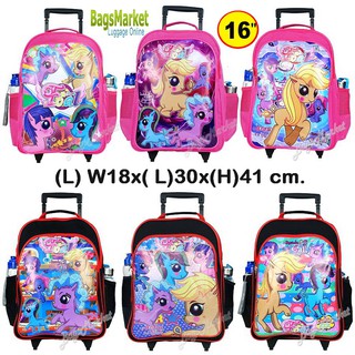 9889SHOP🔥🎒Kids Luggage 16" (ขนาดใหญ่-L) TRIO กระเป๋าเป้มีล้อลากสำหรับเด็ก กระเป๋านักเรียน Spiderman-Pony-Ben10-Kitty