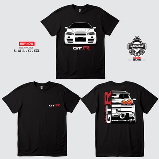 เสื้อยืด พิมพ์ลายรถยนต์ Nissan R34 GODZILLA Skyline GTR