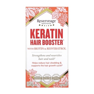 Reserveage Nutrition Keratin Hair Booster with Biotin &amp; Resveratrol, 120 Capsules