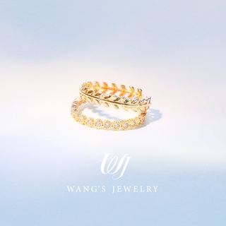 สินค้า [ชุดแหวน] Wj แหวนชุบทอง 18k ประดับเพทาย รูปใบมะกอก ทรงกลม เรียบง่าย วางซ้อนกันได้ ของขวัญ สําหรับผู้หญิง
