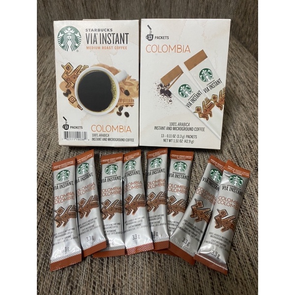 Starbucks VIA Instant Colombia Coffee - Medium Roast 100% Arabica (13 Packets) Exp 01/2026