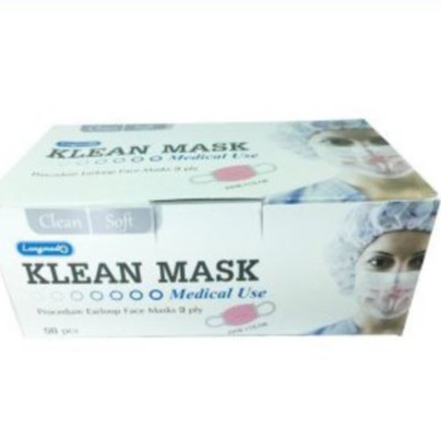 longmed-klean-mask-ผ้าปิดจมูก-กระดาษ-สีชมพู-50-ชิ้น-ป้องกันการแพร่กระจายเชื้อโรคจากการไอหรือจาม