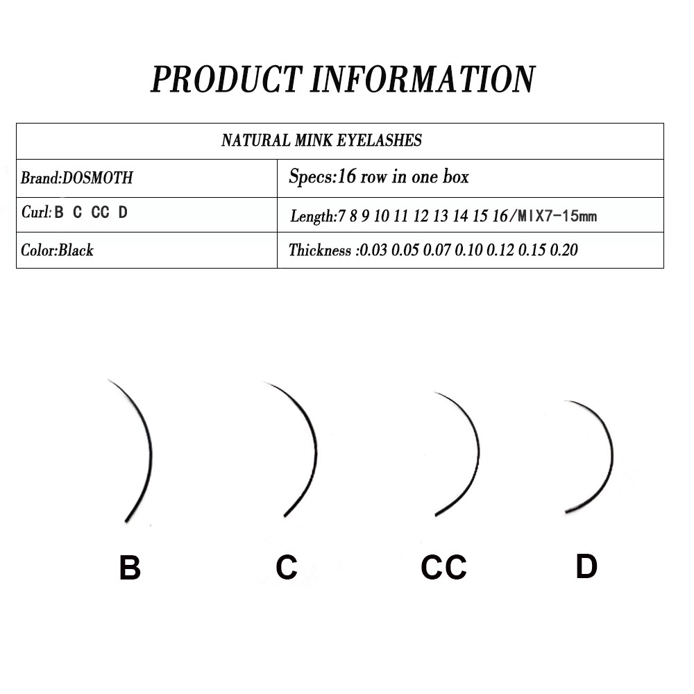 dosmoth-ขนตา-ขนตาปลอม-0-10-b-c-cc-d-16rows-mink-ขนตาปลอม-สำหรับแต่งหน้า-soft-eyelash-extension-false-eyelash