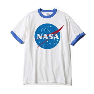 GILDAN T SHIRT แขนจั๊ม สีฟ้า คอกลม ลาย นาซ่า ยานอวกาศ แฟชั่น สตรีท NASA SPACE 002