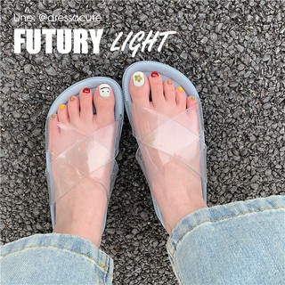 [No.1728] FUTURY Light ® ✨ รองเท้าแตะแบบสวม สายไขว้ใส ยางนุ่มมาก (ชมสินค้าจริงได้ในวิดีโอ)