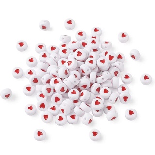ลูกปัดพลาสติก รูปหัวใจ สีแดง สําหรับทําเครื่องประดับ สร้อยคอ สร้อยข้อมือ DIY จํานวน 100 ชิ้น