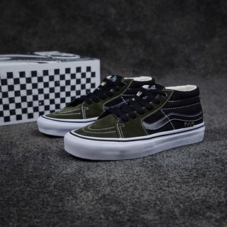 Vans SKATE GROSSO MID PRO รองเท้าสเก็ตบอร์ดลําลอง แนวสตรีท ย้อนยุค สีเขียวมิดไนท์ 1692