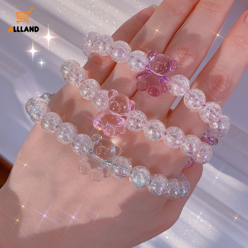 เกาหลี-อินเทรนด์-น่ารัก-หมี-คริสตัล-ลูกปัด-สร้อยข้อมือ-ins-ลูกปัด-จี้-ยืดหยุ่นสูง-เชือกผม-ผู้หญิง-ของขวัญ-เครื่องประดับ