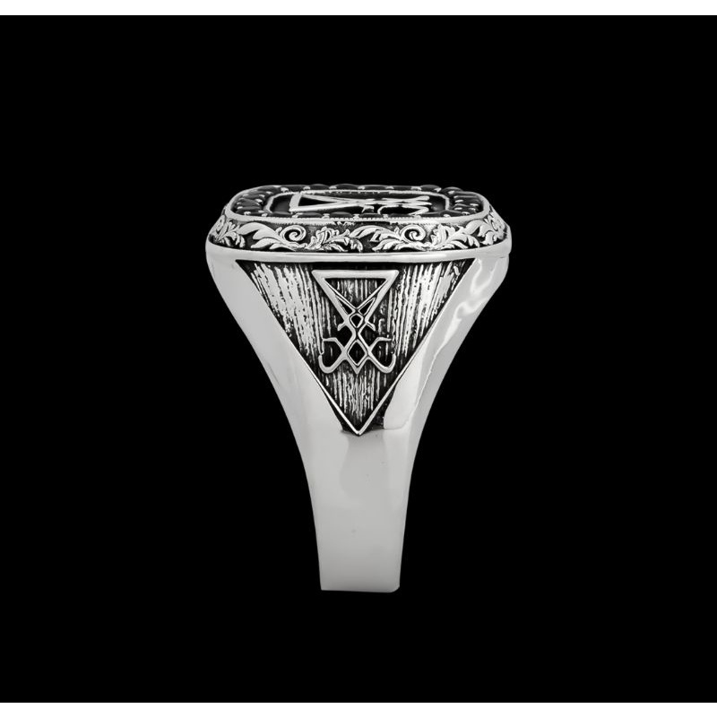 แหวนเงินแท้-92-5-ลาย-sigil-of-lucifer-ล้อมด้วยเพชรดำรัสเซีย-silver-sigil-of-lucifer-ring-surrounded-by-black-cz