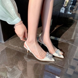 รองเท้าส้นสูงแฟชั่นผู้หญิง 😊🔥Hot sale！Baotou ส้นกริชแบบใหม่ บัคเคิ้ลสี่เหลี่ยม ใส่สบาย ใส่สวย