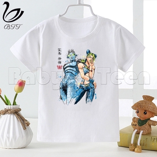 เสื้อยืดคอกลมพิมพ์ลายการ์ตูน Jojo Bizarre Adventure Stone สําหรับเด็ก