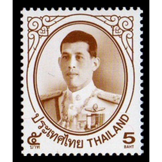 B2-4 แสตมป์ไทยยังไม่ได้ใช้ แสตมป์พระรูป ร.10 ดวงราคา 5 บาท ดวงเดี่ยว (ยังไม่ใช้) สภาพดี
