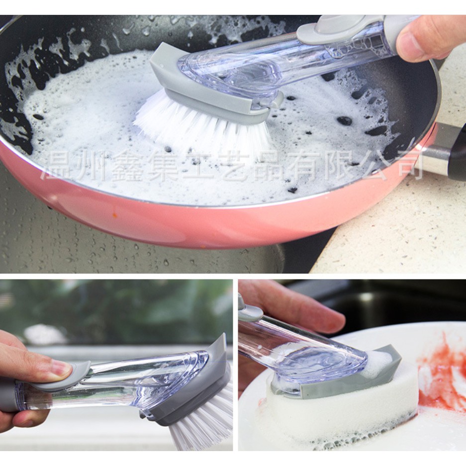 ถูกสุด-ล้างจาน-แปรงอเนกประสงค์-แปรงล้างหม้อcleaning-brush-automatically-add-cleaner-ฟรีพร้อมหัวเปลี่ยน-2-หัว