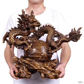 ♘เครื่องประดับมังกร Feng Shui Lucky Dragon คว้า Pearl Ornament Zodiac Dragon Office Boss ตกแต่งโต๊ะ Dragon and Phoenix C