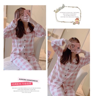 Pajamas ชุดนอนสไตล์เกาหลี ลายสก็อต💕