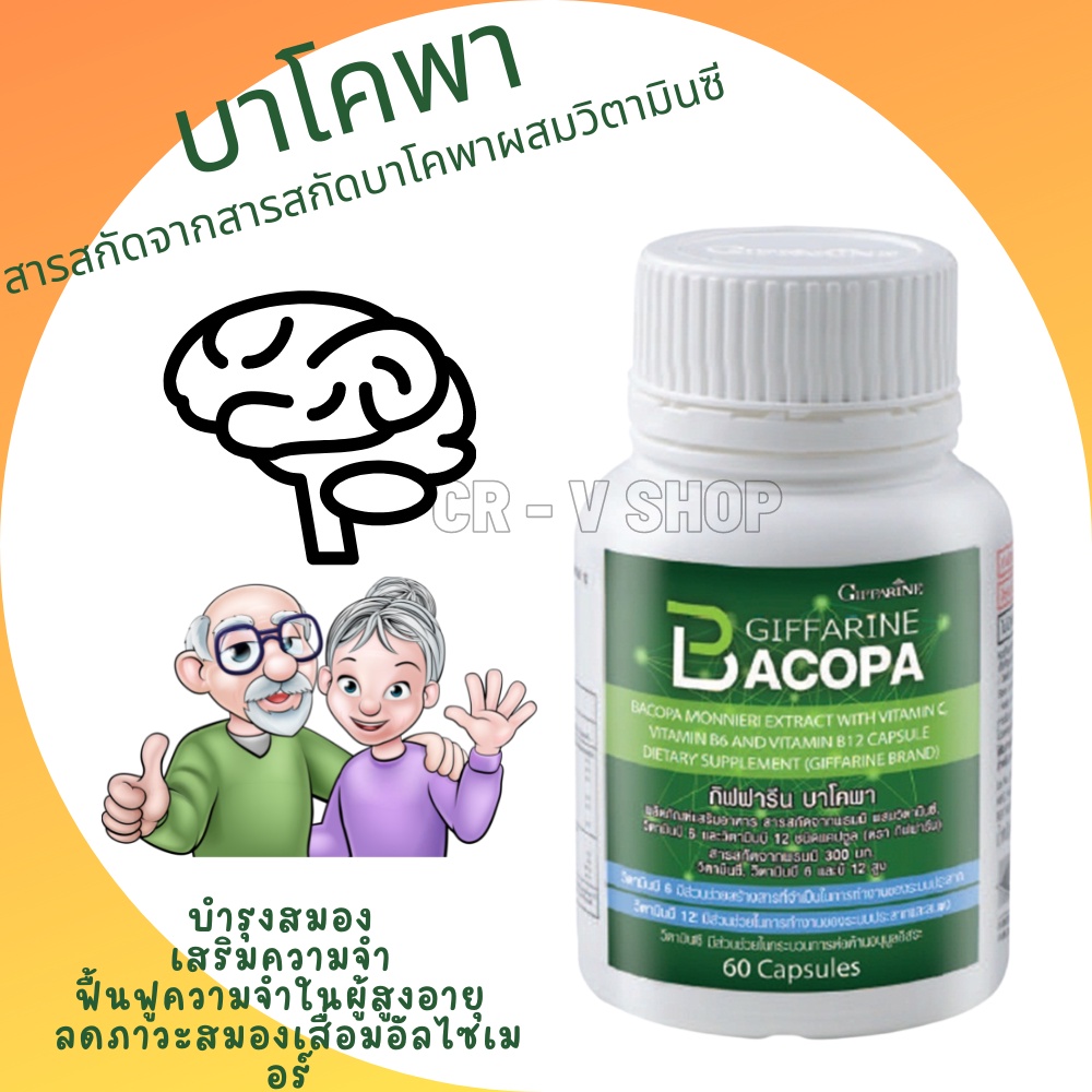 ส่งฟรี-บำรุงสมอง-เสริมความจำ-ฟื้นฟูความจำในผู้สูงอายุ-ลดภาวะสมองเสื่อมอัลไซเมอร์-ช่วยให้มีสมาธิดีขึ้น-bacopa-giffarine