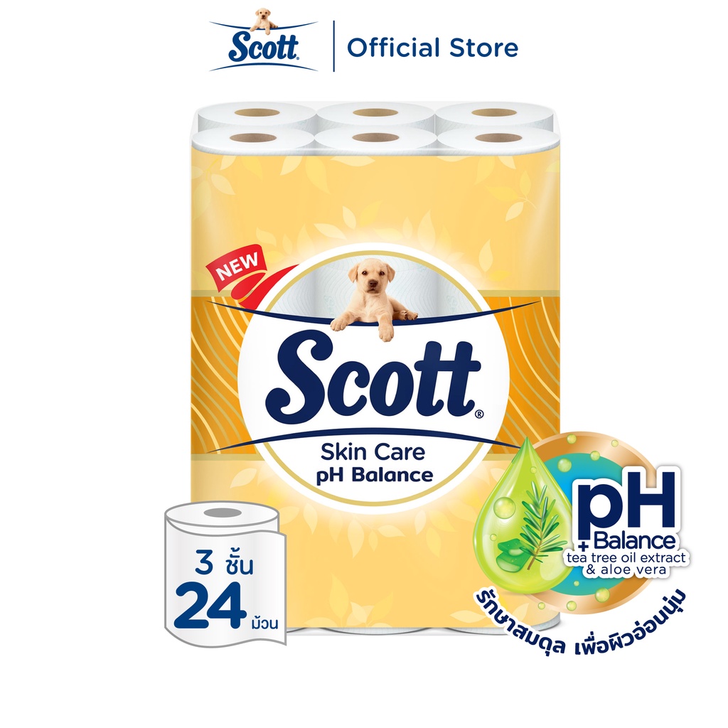 สก๊อตต์ สกินแคร์ รักษาสมดุลค่า pH กระดาษชำระ หนา 3ชั้น 24 ม้วน SCOTT ...