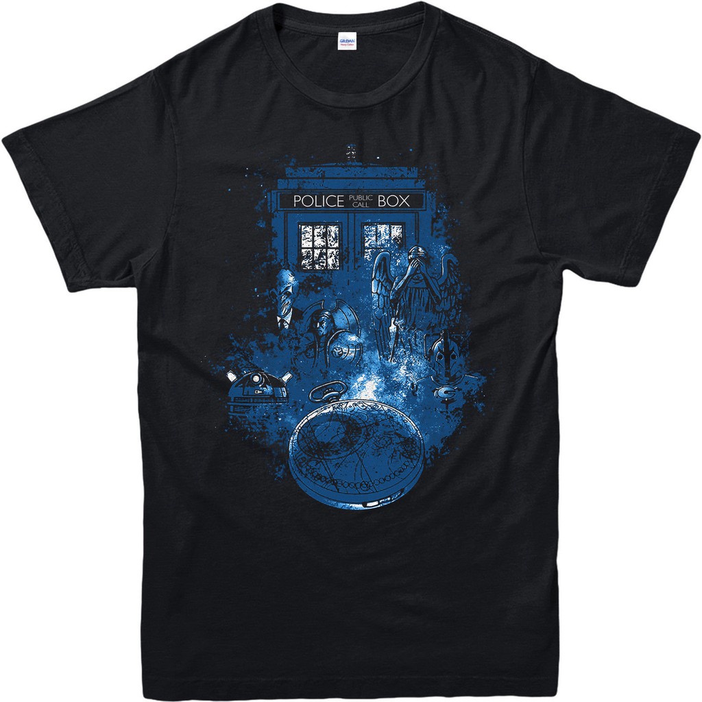 chonghaijia-xs-6xl-เสื้อยืดผ้าฝ้ายพิมพ์ลาย-doctor-who-life-of-doctor-police-box-แฟชั่นผู้ชาย