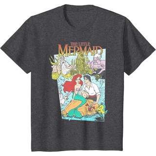 เสื้อยืดผ้าฝ้ายพรีเมี่ยม เสื้อยืด พิมพ์ลายกราฟฟิค Disney The Little Mermaid สไตล์วินเทจ
