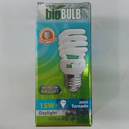 biobulb-หลอดประหยัดไฟมินิทอร์นาโด-mini-tornado-e27-15w-daylight