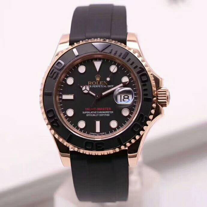 rolex-นาฬิกา-rolex-yacht-mingshi-rose-gold-black-นาฬิกาเครื่องจักรกลอัตโนมัติผู้ชาย-116655bk