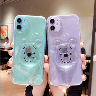 เคส-Phone Case For iPhone 13 12 11pro Max XR iPhone 7 8 6s iPhone 7plus Xs SE 2020 Transparent Bear|LHXD