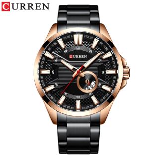 Silver Black Watches Mens Top Brand CURREN Fashion Causal Quartz Wristwatch Stainless Steel Band Clock Male Watch Hombr