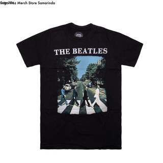 คอลูกเรือเสื้อยืดคอกลมเสื้อยืด พิมพ์ลายโลโก้ The Beatles Abbey Road &amp; Logo TS Mผ้าฝ้ายแท้