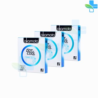 สินค้า Okamoto Dot De Cool โอกาโมโต ด็อท เดะ คูล ขนาด 52 มม. บรรจุ 2 ชิ้น [3 กล่อง] ถุงยางอนามัย มี 1350ปุ่ม กลิ่นเมนทอล condom