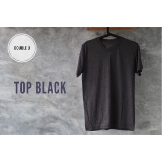 ออกใบกำกับภาษีได้ - (คอกลม/คอวี)เสื้อยืดสีพื้นทอปดราย สีดำ TOP BLACK ไม่มีการเย็บตะเข็บข้างตัวเสื้อ ** เสื้อยืดซักไม่ต้องรีด **